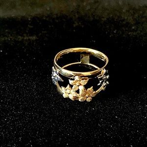 14k Floral Ring Two-tone Italy